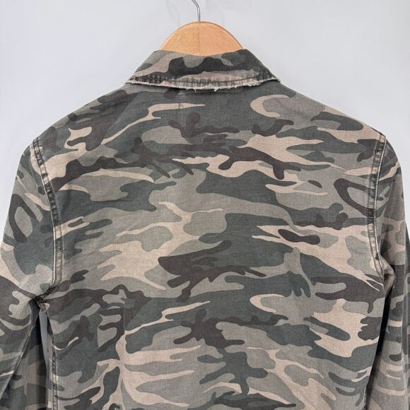 Lulus Button Front Jacket Shirt Womens Small Army Green Camo Print Cotton NWOT - Picture 9 of 10